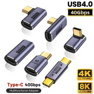 USB4.0 40Gbps OTG C 형 90도 어댑터 100W 5A USB C-유형 C 고속 충전 변환기 Macbook 8K60HZ 용 USB C 데이터 어댑터