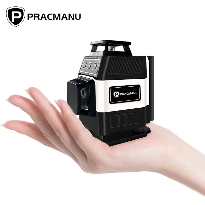 Pracmanu 미니 16 라인 4D 레이저 레벨 녹색 라인 셀프 레벨링 수평 및 수직 강력한 녹색 빔 레이저 레벨