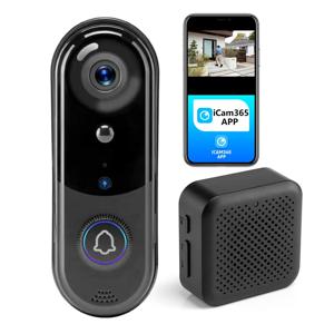 무료 클라우드 스토리지 1080P 2.4Ghz WiFi 무선 5000mAh 배터리 스마트 비디오 도어벨 IP65 USB 차임 기능이 있는 실외 도어 보안