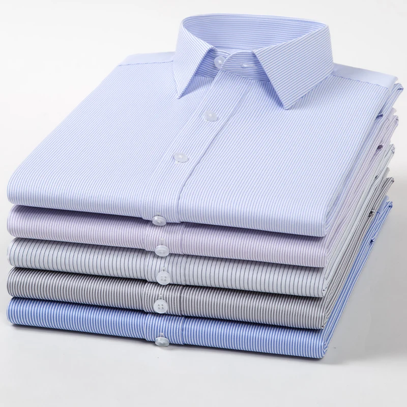 품질 탄력 주름 방지 남성 셔츠 긴 소매 드레스 셔츠 남성용 슬림 피트 Camisa 사회 비즈니스 화이트 셔츠 S-5XL