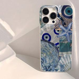 해변 풍경 웨이브 비치 패턴 전화 케이스 iPhone 15 16 14 13 12 11 Pro Max 16E XS XR Max 7 8 16 Plus SE2 충격 방지 커버