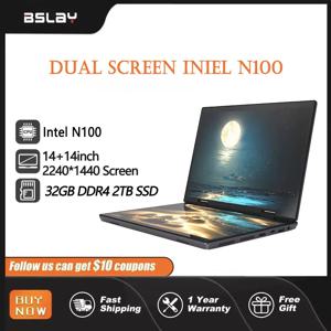 14+14인치 듀얼 스크린 인텔 12세대 N100 32GB DDR4 2TB SSD 2240X1400 HD 카메라 3.4GHz 터치스크린 프로 360 노트북 °   노트북 접기