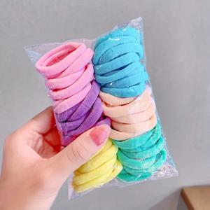 50pcs 탄성 솔리드 컬러 헤어 루프 포니 테일 홀더 매일 사용을위한 유행 헤어 액세서리
