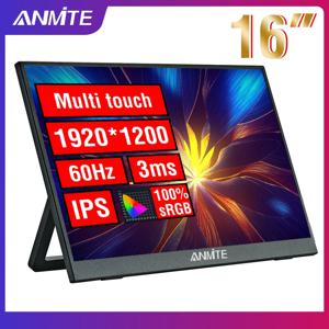 Anmite 휴대용 터치 모니터, 1200P HDR 16:10, 로우 블루 라이트, Xbox PS4 / 5 스위치 휴대폰 PC 노트북 익스텐션, 16 인치