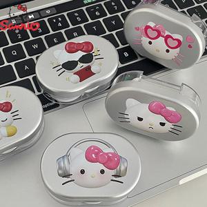 Sanrio 헬로 키티 콘택트 렌즈 상자 휴대용 여행 KT 고양이 인형 눈 렌즈 소형 보관 용기 소녀 생일 선물
