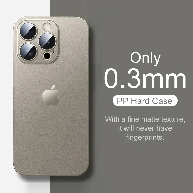 0.3mm 울트라 씬 클리어 매트 PP 하드 울트라 슬림 케이스 For Iphone 16 15 14 13 12 11 Pro Max 15 14 16 Plus Shell Silm Back Case