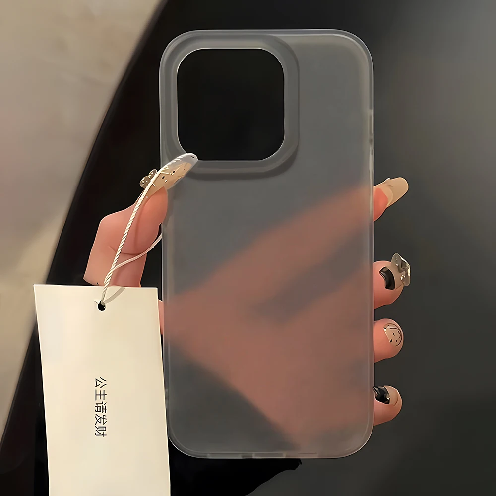 iPhone 16 Pro Max 15 14 Plus 12 Mini 13 용 반투명 투명 전화 케이스 초박형 매트 블랙 소프트 충격 방지 스킨 백 커버