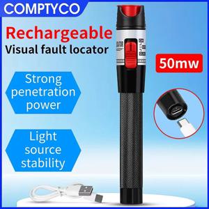 COMPTYCO 충전식 VFL 광섬유 케이블 테스터 15 30 50MW(옵션) 리튬 배터리 시각 장애 탐지기 충전식