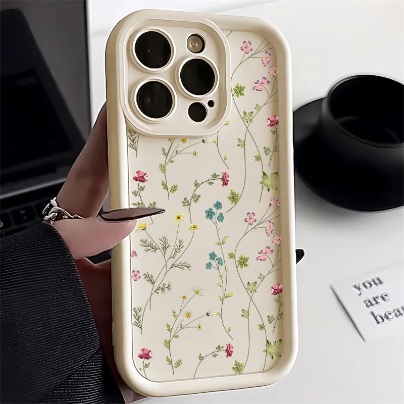꽃 실리콘 전화 케이스 iPhone 16 케이스 iPhone 15 Pro Max 14 12 11 13 XS XR X 7 8 Plus SE 2022 충격 방지 캔디 소프트 커버