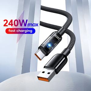 240W QC3.0 USB 유형 C 고속 충전 케이블 초고속 충전기 케이블 LED 전화 충전기 데이터 코드 삼성 Xiaomi Huawei OPPO
