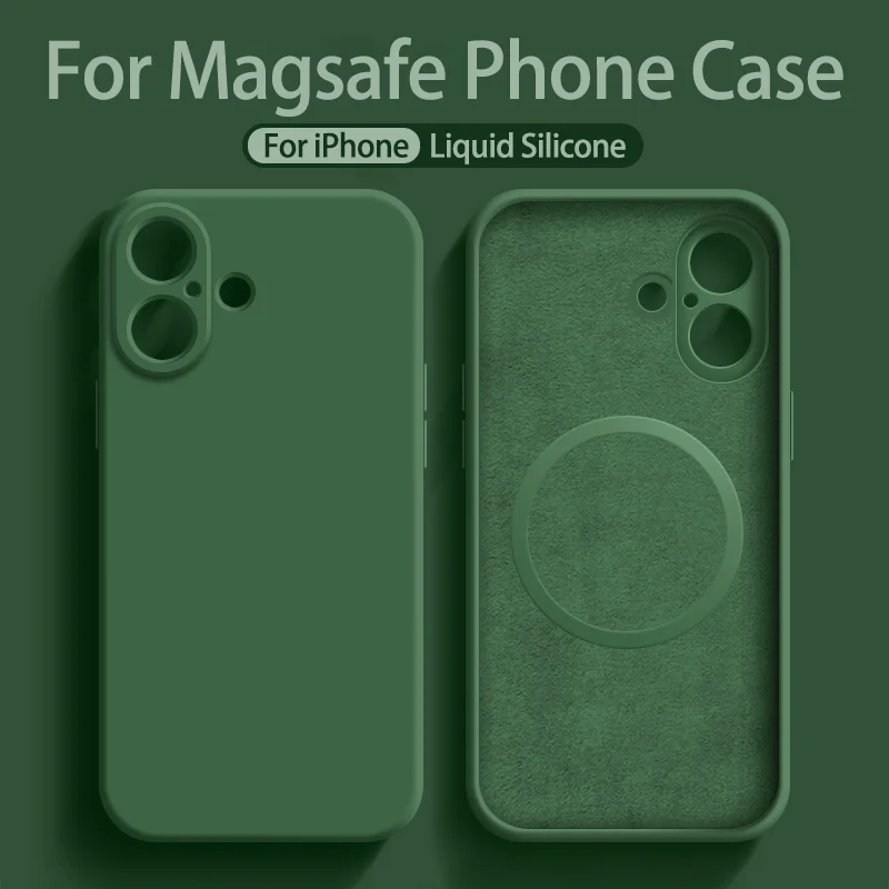 Apple iPhone 케이스 16 15 Pro Max 액체 실리콘 마그네틱 Magsafe 전화 보호 14 13 12 Plus Mini Funda 액세서리