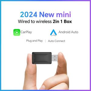 2in1 무선 Carplay 어댑터 안드로이드 자동 무선 스마트 동글 2024 5G WIFI For Volvo Benz Audi Kia Hyundai VW Mazda Cadillac