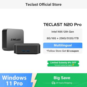 Teclast N20 Pro 미니 PC Intel N95 12세대 프로세서 DDR4 16GB RAM 256GB/512GB/1TB SSD WiFi BT 4K HD 데스크탑 컴퓨터 휴대용