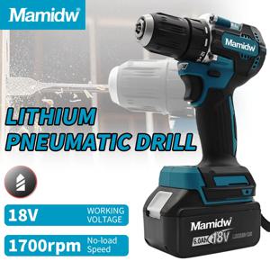 Mamidw DDF487 무선 드라이버 드릴 브러시리스 전기 임팩트 스크루 드라이버 Makita 18v 배터리 핀 용 충전식 전동 공구