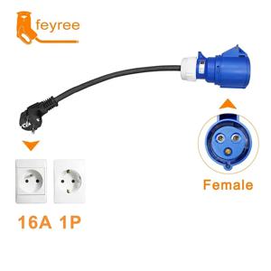 Feyree EV 충전기 CEE 암 소켓 3 핀-Schuko 플러그 어댑터 방수 연결 WallMount 소켓 32A 7KW 휴대용 충전기