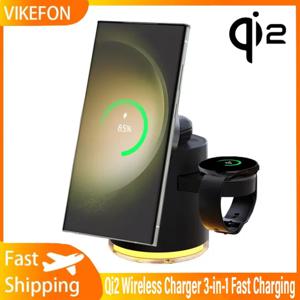 야간 램프가 포함된 Qi2 충전기 iPhone 및 Samsung Apple Watch 자기 충전 액세서리용 3in1 Magsafe 무선 충전기 스테이션