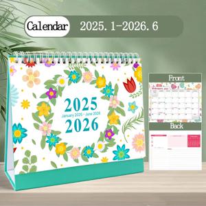 1pc 2025 국경 간 영어 책상 달력 18 개월 달력 데스크탑 크리에이티브 기능 디스플레이 의제 플래너