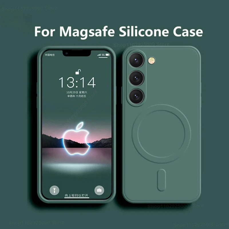 s25 케이스 Magsafe 마그네틱 무선 충전 케이스, 액체 실리콘 커버, 삼성 갤럭시 S25 S24 S23 울트라 플러스 S25 울트라 소프트 케이스 s25울트라 케이스 갤럭시s25 울트라케이스