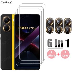 Poco X7 Pro 강화 유리 Poco X7 Pro 화면 보호기 HD 보호용 전화 카메라 렌즈 필름 Poco X7 Pro 용 전체 Gule 유리