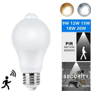 PIR 모션 센서 LED 전구, AC85-265V 모션 센서 야간 조명, 계단 비상 램프, 가정 주방 조명, E27, 12W, 15W, 18W