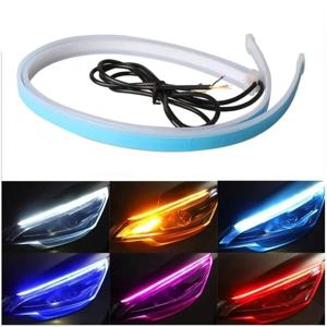 DRL 자동차 유연한 LED 주간 주행 등 방향 지시등 헤드 라이트 방수 30cm 45cm 60cm 흰색 노란색 빨간색 12V