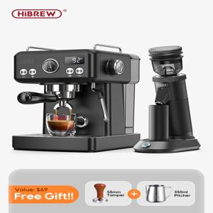 HiBREW 블랙 에스프레소 머신 온도 볼륨 사전 양조 조절 가능, 58mm 포타필터 카푸치노 커피 메이커, H10A