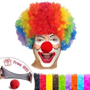다채로운 푹신한 폭발성 머리 광대 내열성 합성 가발 만우절 할로윈 롤플레잉