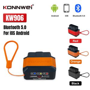 KONNWEI KW906 ELM327 V1.5 OBD2 스캐너 블루투스 5.0 안드로이드/IOS ELM 327 OBD 2 자동차 진단 도구 코드 리더 Pic18F25K80