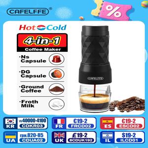 Cafelffe 휴대용 커피 머신 수동 에스프레소 메이커 캡슐 및 지상 우유 거품 핸드 프레스 브루어 하이킹 여행 Gif 4In1