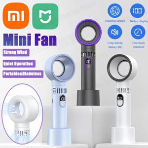 샤오미 미니 날개없는 선풍기 100단계 자유 조절 지능형 디지털 디스플레이 휴대용 USB 충전 강풍 가정용 2025 신제품