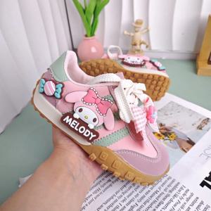 Kids'Casual 신발 소녀 만화 MELODY PU 가죽 야외 활 미끄럼 방지 운동화 핑크 크기 26-37
