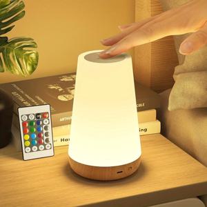 LED 13색 변환 무드등 리모컨 터치 USB 충전식 RGB 야간 조명 디밍 가능 휴대용 테이블 침실등