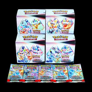 360Pcs 영어 포켓몬 카드 부스터 프리즈매틱 에볼루션 스칼렛 바이올렛 151 서징 스파크스 PALDEAN FATES 배틀 트랜잭션 카드