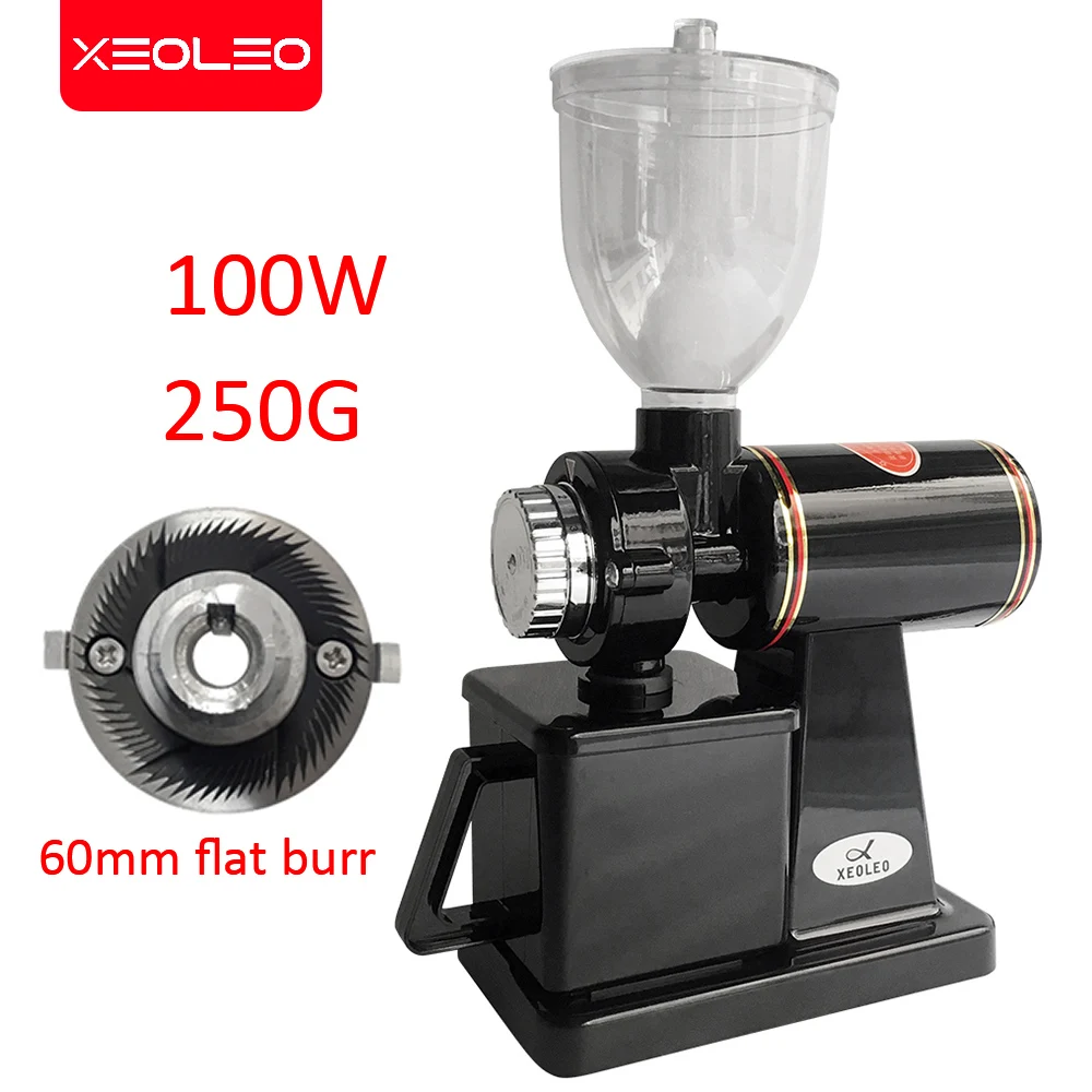 Xeoleo 전기 커피 그라인더 600N 커피 밀 기계 커피 콩 그라인더 기계 플랫 버 그라인딩 머신 100W 레드/블랙