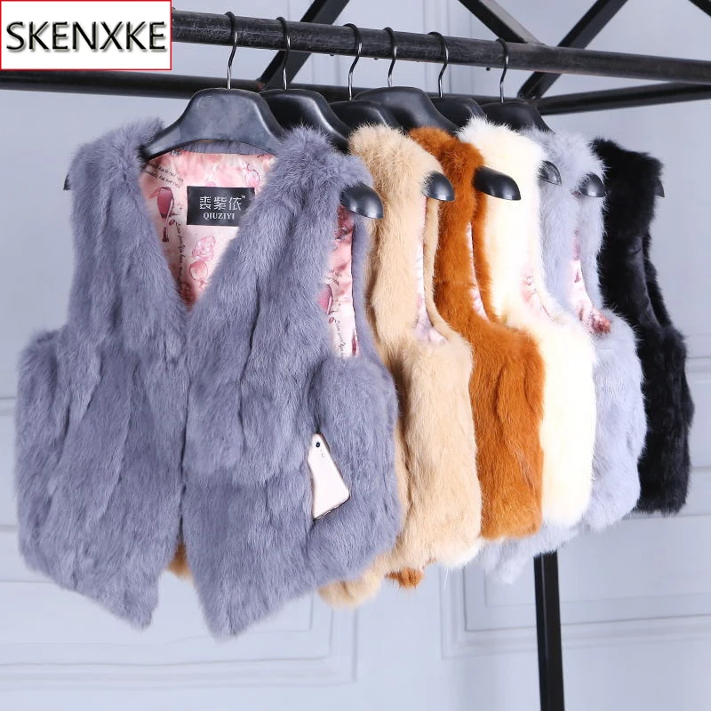 2025 뜨거운 판매 여성 진짜 정품 토끼 모피 조끼 패션 100% 진짜 토끼 모피 Gilet 레이디 진짜 토끼 모피 짧은 민소매 코트