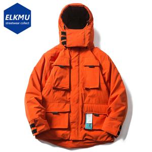 2025 남성 겨울 파카 두꺼운 후드 자켓 멀티 포켓 마스크 캡 윈드 브레이커 코트 streetwear 지퍼 퍼퍼 자켓 다운 코트
