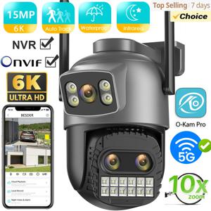 BESDER 6K 15MP IP 카메라 보안 보호 야외 IR 100M WiFi 카메라 10X 줌 듀얼 스크린 PTZ 캠 자동 추적 감시