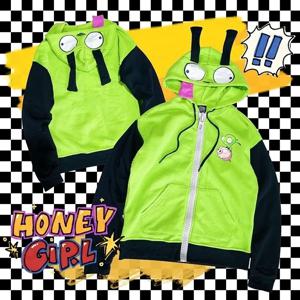 Invader ZIM 코스프레 의상 Alien ZIM Gir Doom 후드 탑 자켓 코트 성인 할로윈 지퍼 스웨터 귀 할로윈