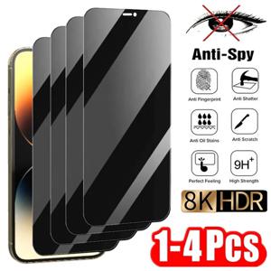 1-4Pcs iPhone 14 13 11 12 Pro Max Mini 8 Plus iPhone 15 16 XR XS MAX 용 스파이 방지 보호 유리 용 개인 정보 보호 화면 보호기