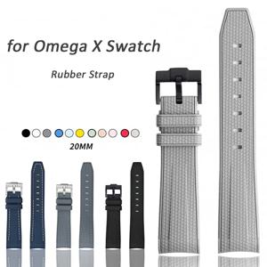 오메가 X 견본 공동 MoonSwatch 스트랩 Seamaster 300 남성 여성 20mm 고무 실리콘 곡선 엔드 손목 팔찌에 대한 시계 밴드