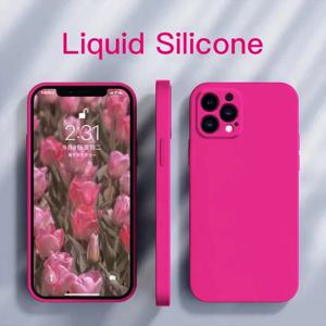 패션 솔리드 컬러 액체 실리콘 케이스 iPhone 15 14 13 11 12 Pro Max Mini 14 Plus XR X XS Max 충격 방지 소프트 커버 펀다