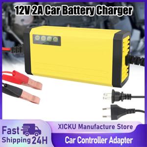 12V 2A 자동차 배터리 충전기 220V 전원 펄스 수리 충전기 습식 건식 납 산성 배터리 LED 디스플레이 모토 트럭 배터리 리졸버
