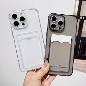 iPhone 16 15 14 13 12 11 Pro Xs Max Mini 16e X XR 실리콘 전화 케이스 용 투명 충격 방지 ID ATM 카드 슬롯 보호 커버