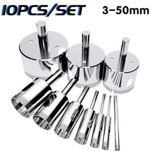 10PCS 3-50mm 다이아몬드 구멍 톱 드릴 비트 유리 대리석 도자기 타일 절단 도구 드릴 비트 세트에 대 한 설정