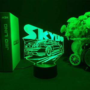 스포츠카 3d 환상 램프 어린이를위한 침실 장식 야간 조명 터치 센서 분위기 생일 선물 Supercar Led 야간 조명