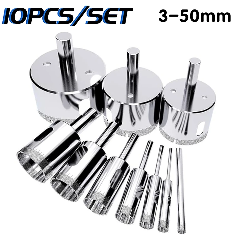 10PCS 3-50mm 다이아몬드 구멍 톱 드릴 비트 유리 대리석 도자기 타일 절단 도구 드릴 비트 세트에 대 한 설정