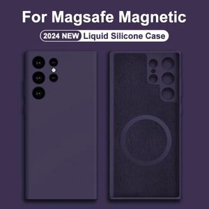 For Magsafe 맥세이프 마그네틱 케이스, For Samsung Galaxy S22 S23 S24 울트라 S21 FE 무선 충전 케이스, 액체 실리콘 커버 액세서리