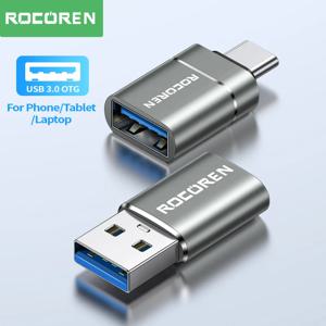 Rocoren USB 유형 C OTG 어댑터 USB C 남성 USB 3.0 여성 케이블 변환기 Macbook Samsung S22 S20 Xiaomi 5Gbps Type-c OTG