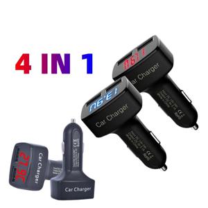 차량용 충전기 어댑터 4 in 1 듀얼 USB 31A 고속 충전 LED 디스플레이 전압 전류 온도 모니터 디지털 디스플레이 폰