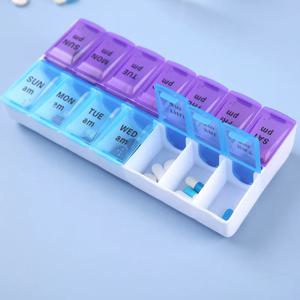 주간 휴대용 여행 알약 케이스 상자 7 일 주최자 14 그리드 알약 컨테이너 보관 정제 비타민 의학 생선 기름